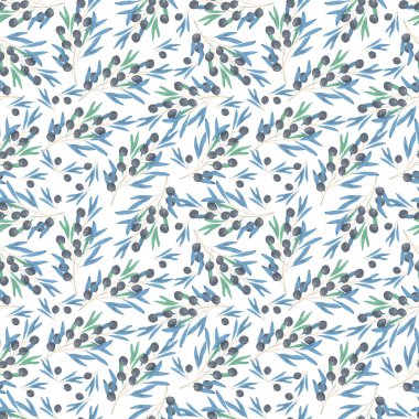 Zeytin desen dijital klip resim suluboya çizim çiçek illüstrasyon beyaz arka plan üzerinde benzer