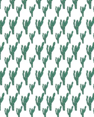 kaktüs ile güzel desen. Yeşil kaktüs ile parlak tekrarlanan doku. çöl bitkileri ile doğal arka plan. Trendy. modern tasarım. Illüstrasyon. hipster moda. suluboya küçük resim