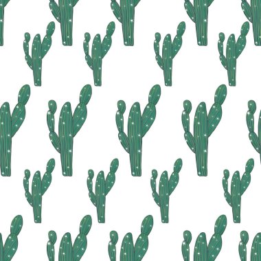 kaktüs ile güzel desen. Yeşil kaktüs ile parlak tekrarlanan doku. çöl bitkileri ile doğal arka plan. Trendy. modern tasarım. Illüstrasyon. hipster moda. suluboya küçük resim