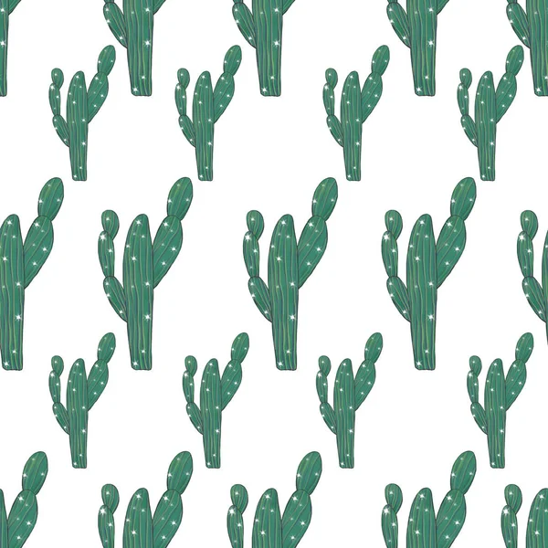 Schönes Muster mit Kakteen. helle wiederholte Textur mit grünem Kaktus. natürlicher Hintergrund mit Wüstenpflanzen. trendy. modernes Design. Illustration. Hipster-Mode. Aquarell Clip Art — Stockfoto
