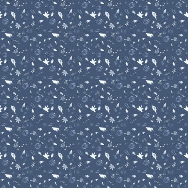 Siyah beyaz daireler ile soyut arka plan. Suluboya deseni, mavi arka plan üzerinde el çizilmiş küçük resim mürekkep tarzı. Doodle illüstrasyon, Etnik renk