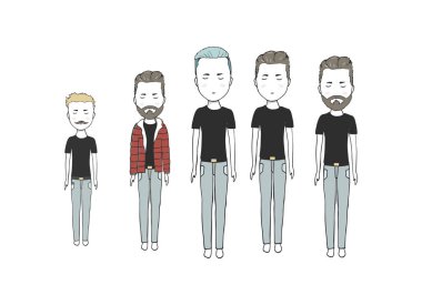 adam seti, sevimli küçük resim. hipster tarzı. çeşitli eylem çalışma ve sunum adam.