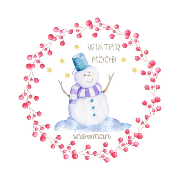 Suluboya Noel Kardan Adam , bebek t-shirt baskı için el çizilmiş karikatür illüstrasyon, moda baskı tasarımı, çocuk giyim, bebek duş kutlama tebrik ve davet kartı.