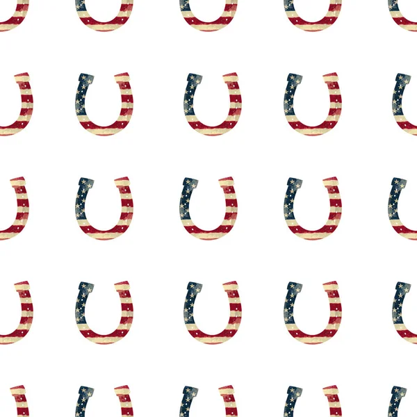 Hufeisenmuster amerikanische Flagge auf weißem Hintergrund — Stockfoto