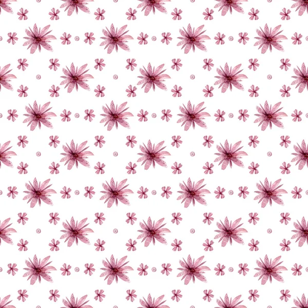 Κομψό μοτίβο χωρίς ραφή με όμορφα ροζ λουλούδια σε λευκό φόντο — Φωτογραφία Αρχείου
