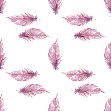 Beyaz arka planda pembe tüyler. resimleme