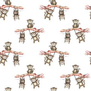 Tatlı bebek Hippo El beyaz arka planda suluboya çizimi.