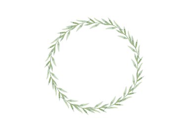 Suluboya çelenk ve yapraklar..