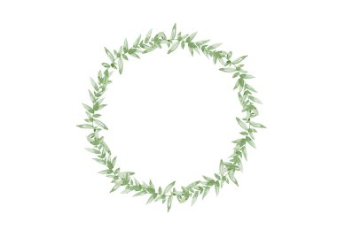 Suluboya çelenk ve yapraklar..