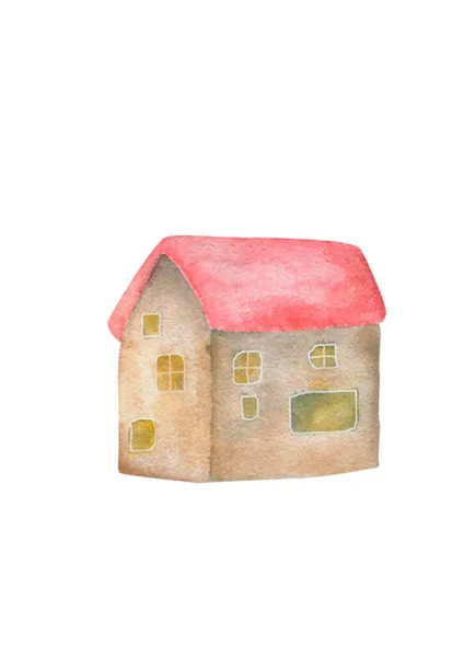 Dětská Kresba Domu Ilustrace Izolovaná — Stock fotografie
