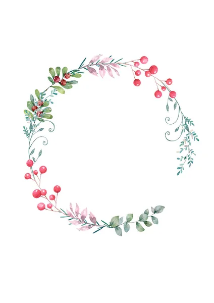 Circle Wreath Frame Olive Branches Berries Stock Vector (Royalty Free)  2331207583