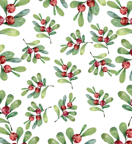 Messy red orange rowan berry mountain ash berries beautiful Hand drawn watercolor illustration autumn season seamless pattern on white background