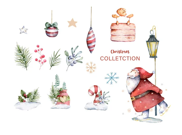 Зимний Фон Катанием Коньках Санта Клаус Снежинки Елки — стоковое фото
