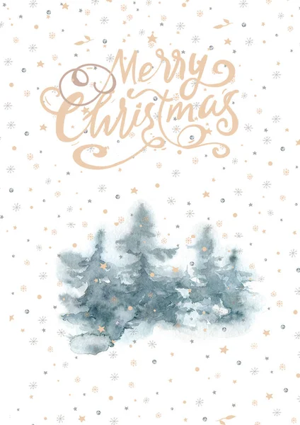 Christmas Poster. illustration. Merry Christmas tree Happy New Year simple card. Winter Holidays