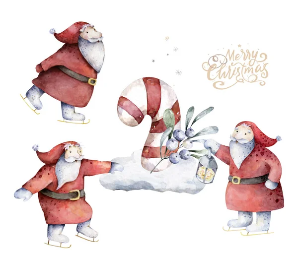 Temporada Saudações Cartão Natal Bonito Pequena Ilustração Gnomos — Fotografia de Stock