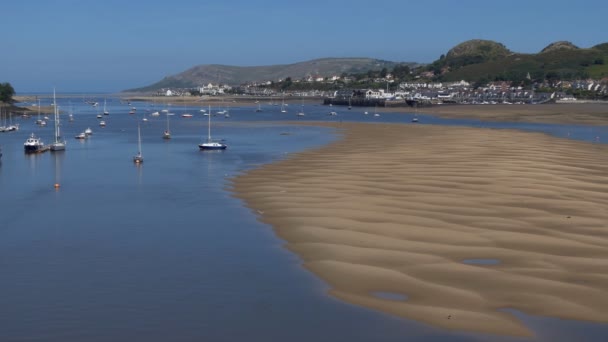 Scenic Landscape Conwy River Estuary Wales Enhanced Sand Waves Low — Stock Video