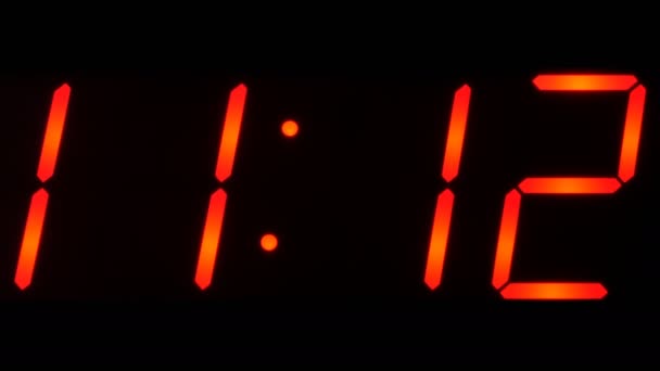 Clock Display Showing Time Large Digital Clock Face — Stock Video