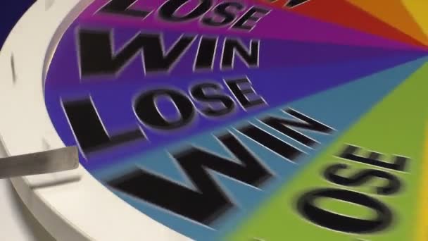 Close Colorful Roulette Wheel Spinning Stopping Win — Stock Video