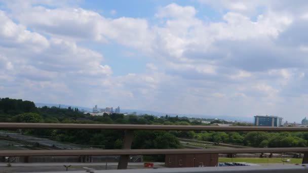 Planta Aguas Residuales Ciudad Salford Gran Manchester Panorama Conducción Ventana — Vídeo de stock