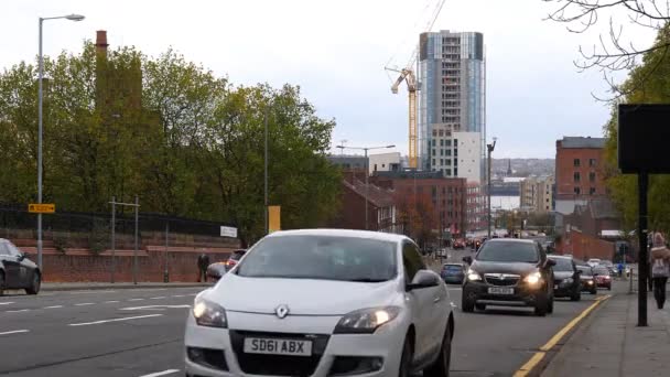 Liverpool England United Kingdom November 2018 Pedestrian Point View Traffic — Stock Video