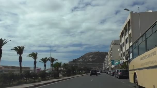 Agadir Marokko Maart 2016 Auto Voorruit Zicht Het Marokkaanse Agadir — Stockvideo