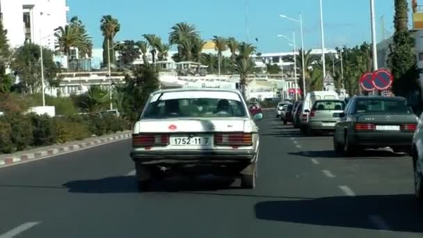 Agadir Morocco March 2016 Pandangan Pengemudi Mobil Saat Berkendara Kota — Stok Video