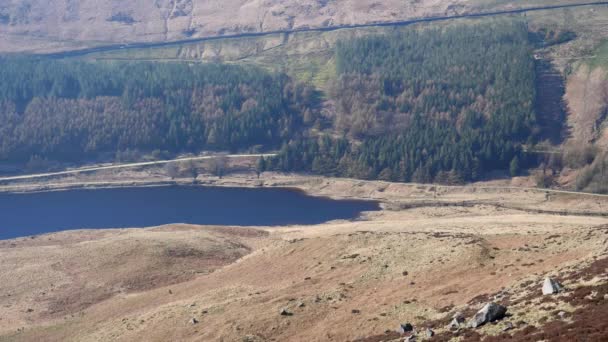 Panoramic View Yeoman Hey Right Dovestone Reservoir Road Greater Manchester — Stock Video
