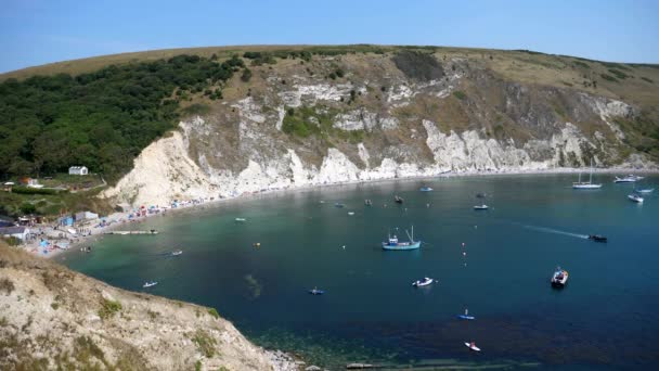 High Angle View Famous Tourist Spot South England Lulworth Cove — Stock Video