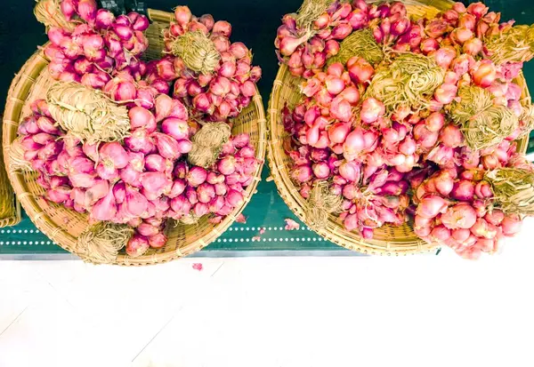Piyasada Top View Shallots, Arka Plan