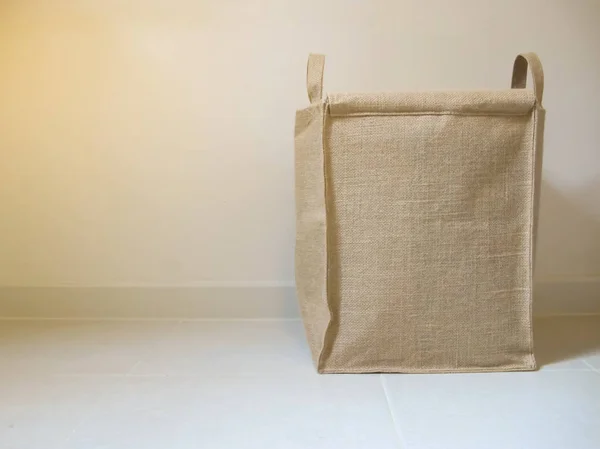 Natural Burlap Basket on the floor / Storage Basket