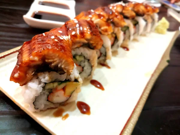 Suşi yılan balığı Anago yakın / Japonca gıda