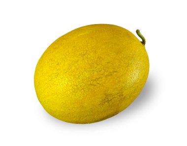 Beyaz arka planda saplı sarı kavun