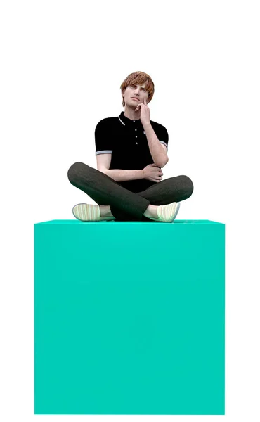 Kutusu iş deyim kullanarak dışında düşünmek tasviri bir 3d render rakam