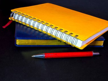 Her gün gerekli kalem: Not defteri ve defter ile bir iş adamı için ayarla