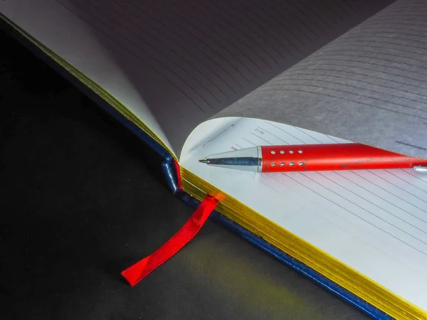 Her gün gerekli kalem: Not defteri ve defter ile bir iş adamı için ayarla