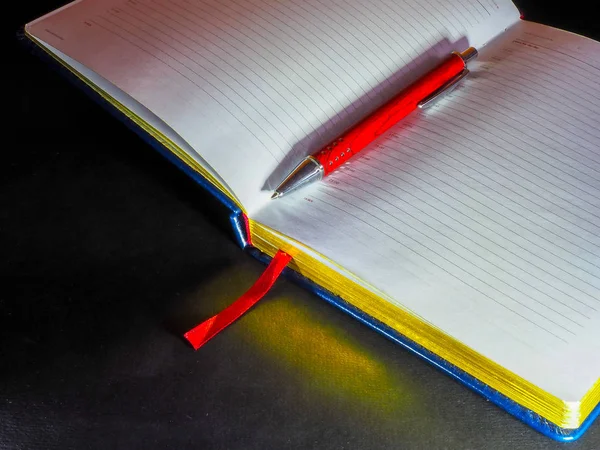 Her gün gerekli kalem: Not defteri ve defter ile bir iş adamı için ayarla