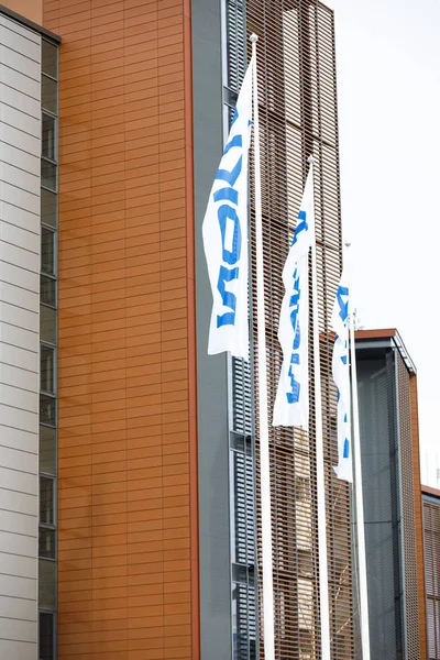 Nokia flags wave in the wind — Stock Photo, Image