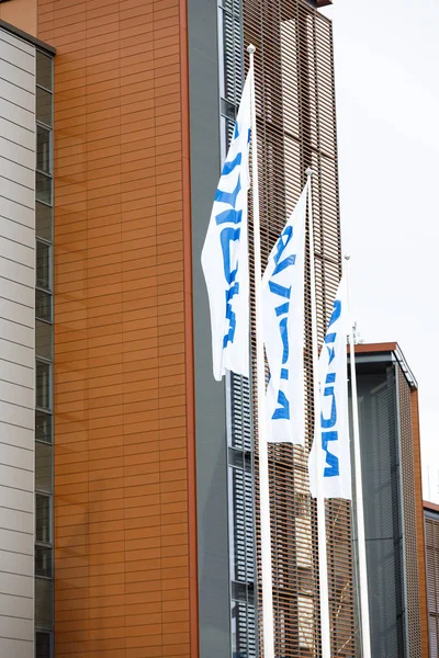 Nokia flags wave in the wind — Stock Photo, Image