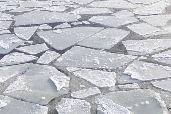 Pezzi di ghiaccio in un mare freddo in inverno — Foto Stock