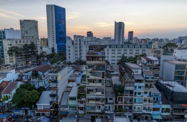 Vietnam'da alacakaranlıkta Saygon Cityscape