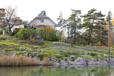 Bir tepenin üzerinde çalıarkasında eski bir ev