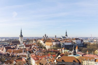 Tallinn eski şehir Cityscape görünümü, Estonya