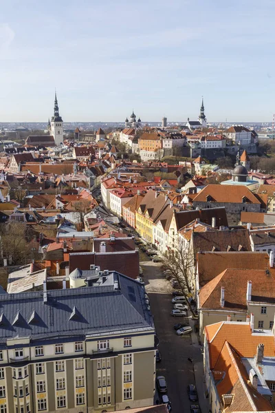 エストニア、タリンの旧市街への都市景観 ストック画像