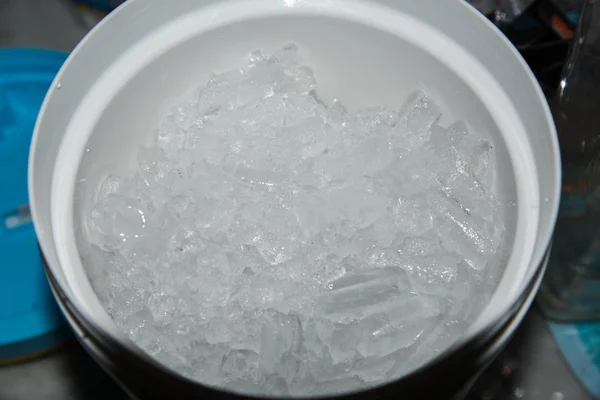 Hielo Cantina Sobre Fondo Mesa Comedor Desde Vista Superior — Foto de Stock