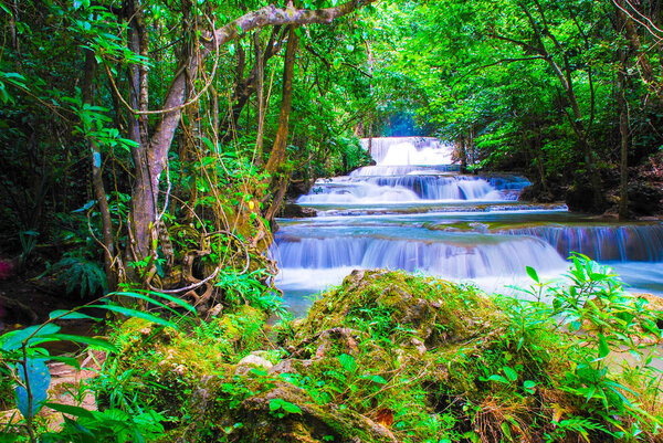 Waterfalls in the forest at Kanchanaburi , thailand