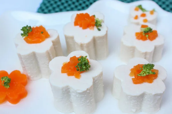 Тофу Овощами Морковью Соевым Соусом Блюде — стоковое фото
