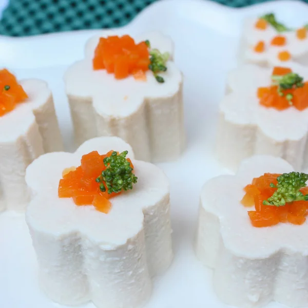 Тофу Овощами Морковью Соевым Соусом Блюде — стоковое фото