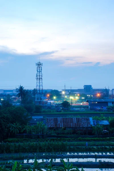 Noapte Vedere Orașului Peisaj Industrial Thailanda — Fotografie, imagine de stoc