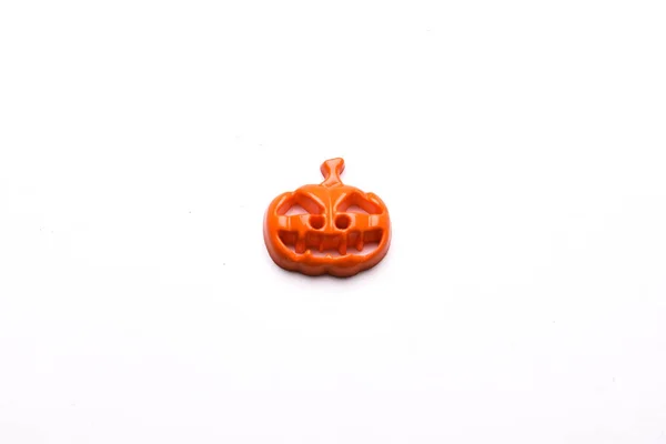 Halloween Holiday Decorations Pumpkins White Background Top View — Stock Photo, Image