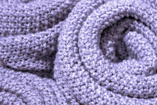Trendy Crocus Petal color woolen knitted fabric close-up, texture, background — Stock Photo, Image